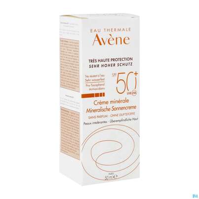 Sie sehen eine Packung Avène Mineralische Sonnencreme Spf 50+ 50ml, Produktbild: 05 Avène Mineralische Sonnencreme Spf 50+ 50ml, A-Nr.: 2993407 - 05