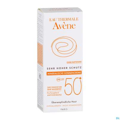 Sie sehen eine Packung Avène Mineralische Sonnencreme Spf 50+ 50ml, Produktbild: 08 Avène Mineralische Sonnencreme Spf 50+ 50ml, A-Nr.: 2993407 - 08