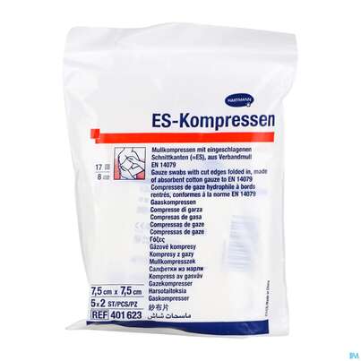 Mullkompressen-es Hartmann/steril 8fach 17faedig 7,5x 7,5cm 5x2 10st, A-Nr.: 0892470 - 02