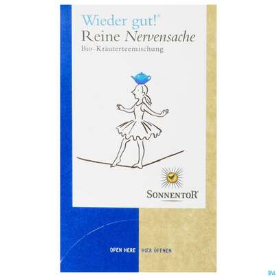 Sie sehen eine Packung Sonnentor Reine Nervensache Tee Bio 02703 18st, Produktbild: 01 Sonnentor Reine Nervensache Tee Bio 02703 18st, A-Nr.: 3428767 - 01