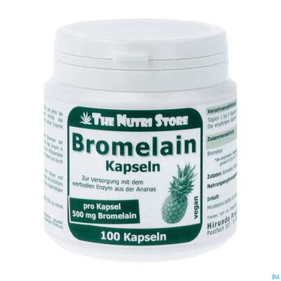 Sie sehen eine Packung Bromelain Kapseln 500mg Vegan 100st, Produktbild: 02 Bromelain Kapseln 500mg Vegan 100st, A-Nr.: 3893984 - 02