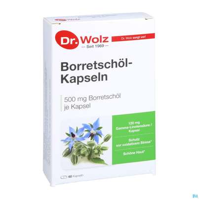 Sie sehen eine Packung Borretschoel Kapseln Dr.wolz Nr 60608 60st, Produktbild: 02 Borretschoel Kapseln Dr.wolz Nr 60608 60st, A-Nr.: 3839312 - 02