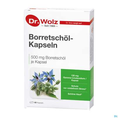 Sie sehen eine Packung Borretschoel Kapseln Dr.wolz Nr 60608 60st, Produktbild: 03 Borretschoel Kapseln Dr.wolz Nr 60608 60st, A-Nr.: 3839312 - 03