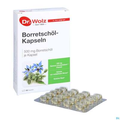 Sie sehen eine Packung Borretschoel Kapseln Dr.wolz Nr 60608 60st, Produktbild: 04 Borretschoel Kapseln Dr.wolz Nr 60608 60st, A-Nr.: 3839312 - 04