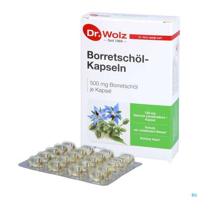 Sie sehen eine Packung Borretschoel Kapseln Dr.wolz Nr 60608 60st, Produktbild: 05 Borretschoel Kapseln Dr.wolz Nr 60608 60st, A-Nr.: 3839312 - 05