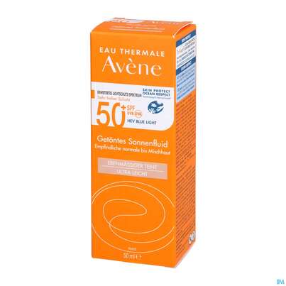 Sie sehen eine Packung Avène Getöntes Sonnenfluid Spf 50+ 50ml, Produktbild: 06 Avène Getöntes Sonnenfluid Spf 50+ 50ml, A-Nr.: 5598982 - 06