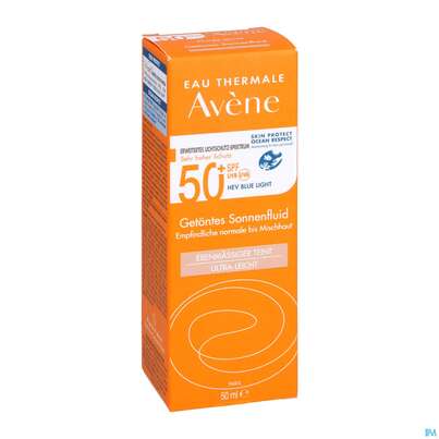 Sie sehen eine Packung Avène Getöntes Sonnenfluid Spf 50+ 50ml, Produktbild: 07 Avène Getöntes Sonnenfluid Spf 50+ 50ml, A-Nr.: 5598982 - 07