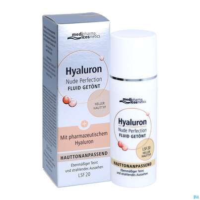 Sie sehen eine Packung Hyaluron Nude Perfection Getoentes Fluid Heller Typ Lsf20 50ml, Produktbild: 07 Hyaluron Nude Perfection Getoentes Fluid Heller Typ Lsf20 50ml, A-Nr.: 4914702 - 07