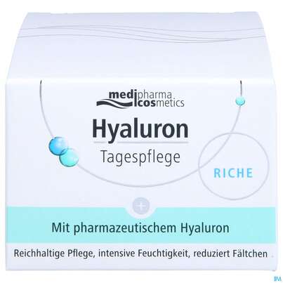Sie sehen eine Packung Hyaluron Tagespflege Riche Tg 50ml, Produktbild: 01 Hyaluron Tagespflege Riche Tg 50ml, A-Nr.: 4914748 - 01