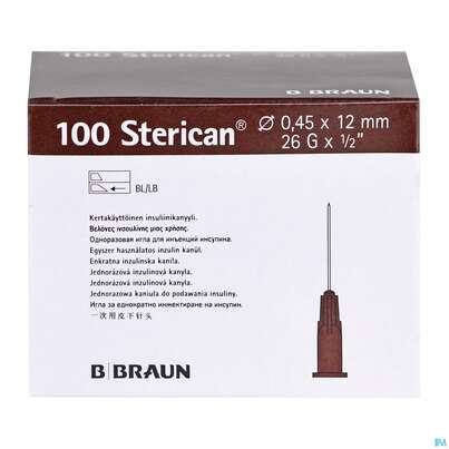 Injektionsspritzen U.zubeh. Insulin/einmalkanuelen Sterican G26x 1/2 0,45x12mm 46654 100st, A-Nr.: 3048556 - 07