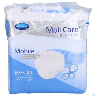 Inkontinenz Molicare Premium/mobile/6 Tropfen Blau Xl 130-170cm 14st, A-Nr.: 3078646 - 01