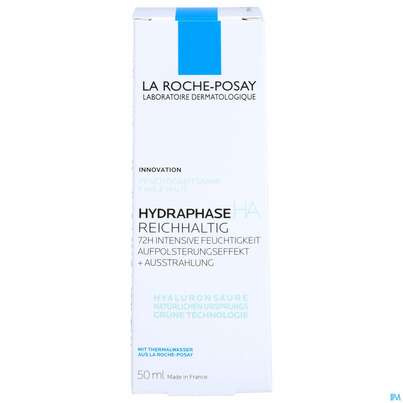 Sie sehen eine Packung La Roche Posay Gesichtspflege Hydraphase/ha Riche Trockene Haut 50ml, Produktbild: 01 La Roche Posay Gesichtspflege Hydraphase/ha Riche Trockene Haut 50ml, A-Nr.: 5388925 - 01