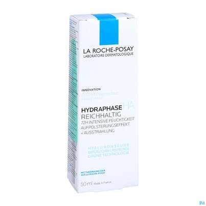 Sie sehen eine Packung La Roche Posay Gesichtspflege Hydraphase/ha Riche Trockene Haut 50ml, Produktbild: 05 La Roche Posay Gesichtspflege Hydraphase/ha Riche Trockene Haut 50ml, A-Nr.: 5388925 - 05