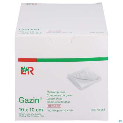 Mullkompressen Gazin Baumw.17faedig Steril 16fach 10x10cm 10x10 100st, A-Nr.: 2384884 - 01