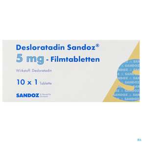 Desloratadin-sandoz Filmtabl 5mg 10st, A-Nr.: 3909900 - 01