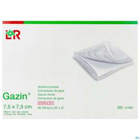 Mullkompressen Gazin Baumw.17faedig Steril 16fach 7,5x7,5cm 30x2 60st, A-Nr.: 2384720 - 01