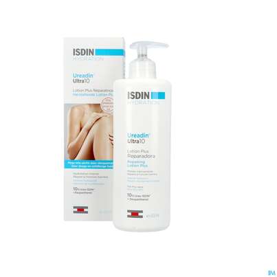 Sie sehen eine Packung Isdin Ureadin Ultra 10% Urea Repair Lotion Plus 400ml, Produktbild: 08 Isdin Ureadin Ultra 10% Urea Repair Lotion Plus 400ml, A-Nr.: 4848276 - 08
