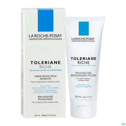 Sie sehen eine Packung La Roche Posay Gesichtspflege Toleriane Creme Riche Trock.haut 40ml, Produktbild: 04 La Roche Posay Gesichtspflege Toleriane Creme Riche Trock.haut 40ml, A-Nr.: 2378079 - 04