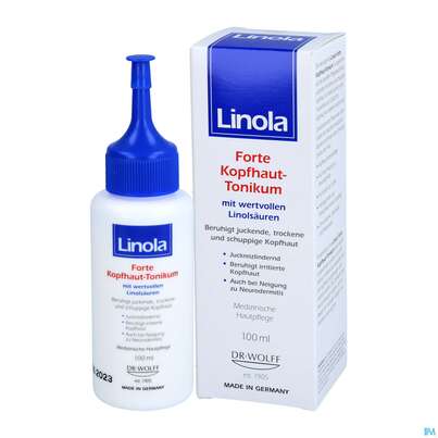 Sie sehen eine Packung Linola Kopfhaut Tonikum Forte 100ml, Produktbild: 04 Linola Kopfhaut Tonikum Forte 100ml, A-Nr.: 5650501 - 04