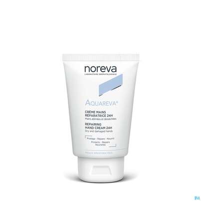 Sie sehen eine Packung Noreva Aquareva Regenerierende 24h Handcreme 50ml, Produktbild: 01 Noreva Aquareva Regenerierende 24h Handcreme 50ml, A-Nr.: 4095061 - 01