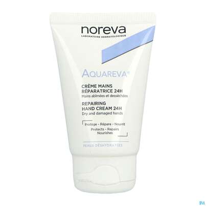 Sie sehen eine Packung Noreva Aquareva Regenerierende 24h Handcreme 50ml, Produktbild: 03 Noreva Aquareva Regenerierende 24h Handcreme 50ml, A-Nr.: 4095061 - 03