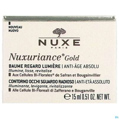 Sie sehen eine Packung Nuxe Nuxuriance Anti-aging Intensiv Gold Augen Balsam 15ml, Produktbild: 01 Nuxe Nuxuriance Anti-aging Intensiv Gold Augen Balsam 15ml, A-Nr.: 5267601 - 01