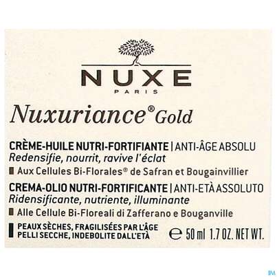 Sie sehen eine Packung Nuxe Nuxuriance Anti-aging Intensiv Gold Oel-creme 50ml, Produktbild: 01 Nuxe Nuxuriance Anti-aging Intensiv Gold Oel-creme 50ml, A-Nr.: 5267570 - 01