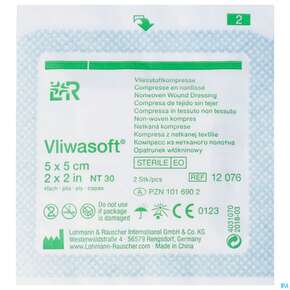 Vlieskompressen Vliwasoft 4fach Steril 5x 5cm 2st, A-Nr.: 1016902 - 01